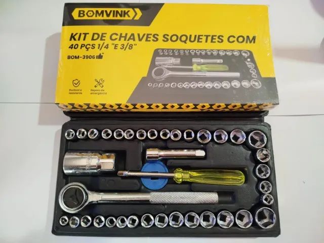 Kit de chaves soquete com 40 pçs 1/4 " e 3/8" Atacado e Varejo 