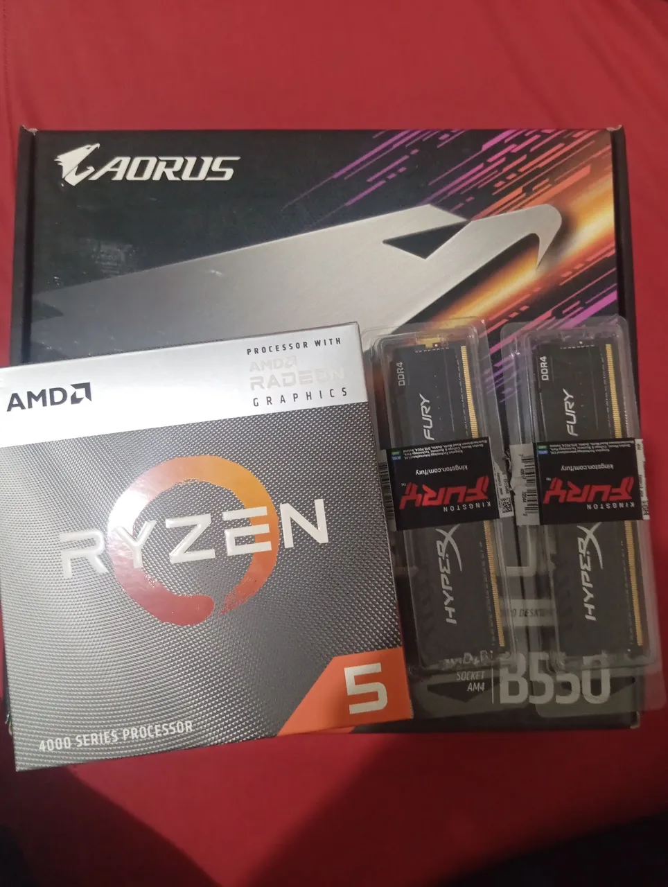 Placa B550M Aorus Elite,Processador Ryzen 5 4600G,Memória ram 2x8gb drr4