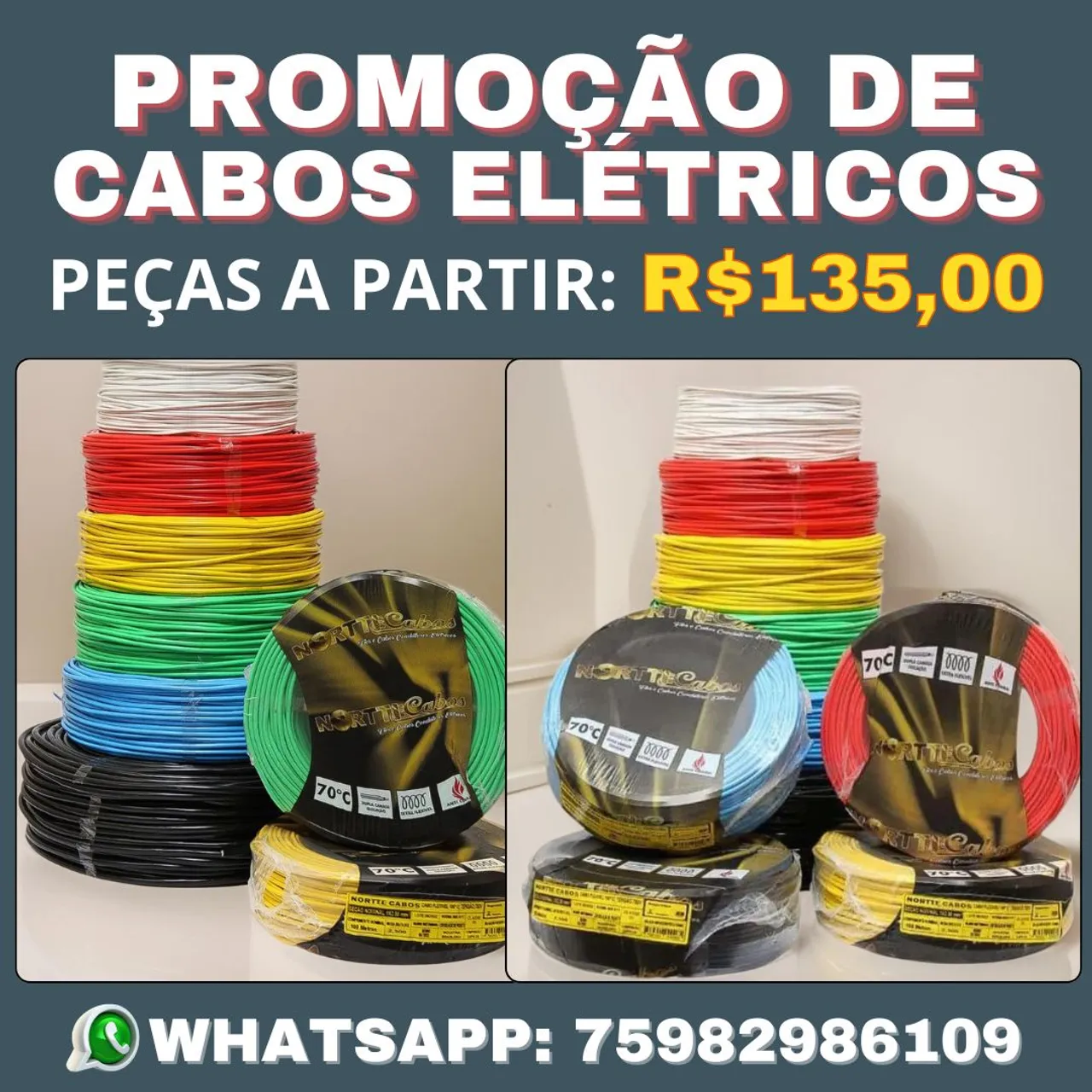 Promoção de Cabos Elétricos -Peças a partir:R$135,00