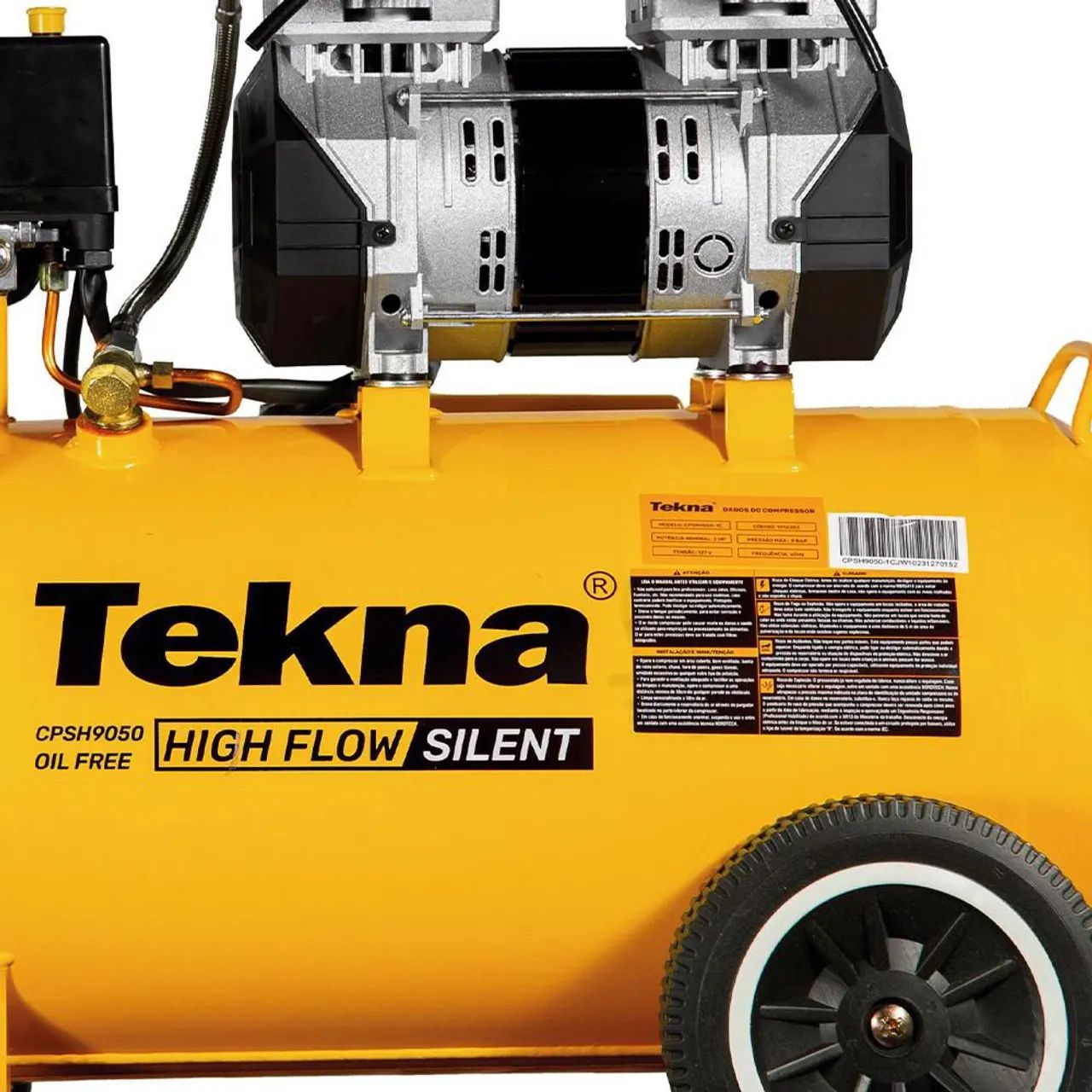 Compressor 50 Litros Silencioso 2,5 hp 9,1 Pés Isento de Óleo 1012303 TEKNA - Foto 3