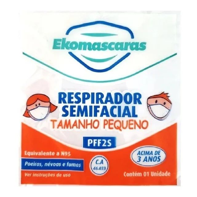 Kit com 6 unidades de Máscara Infantil PFF2 N95 Tamanho P - Branca /Rosa - Ekomascaras 
