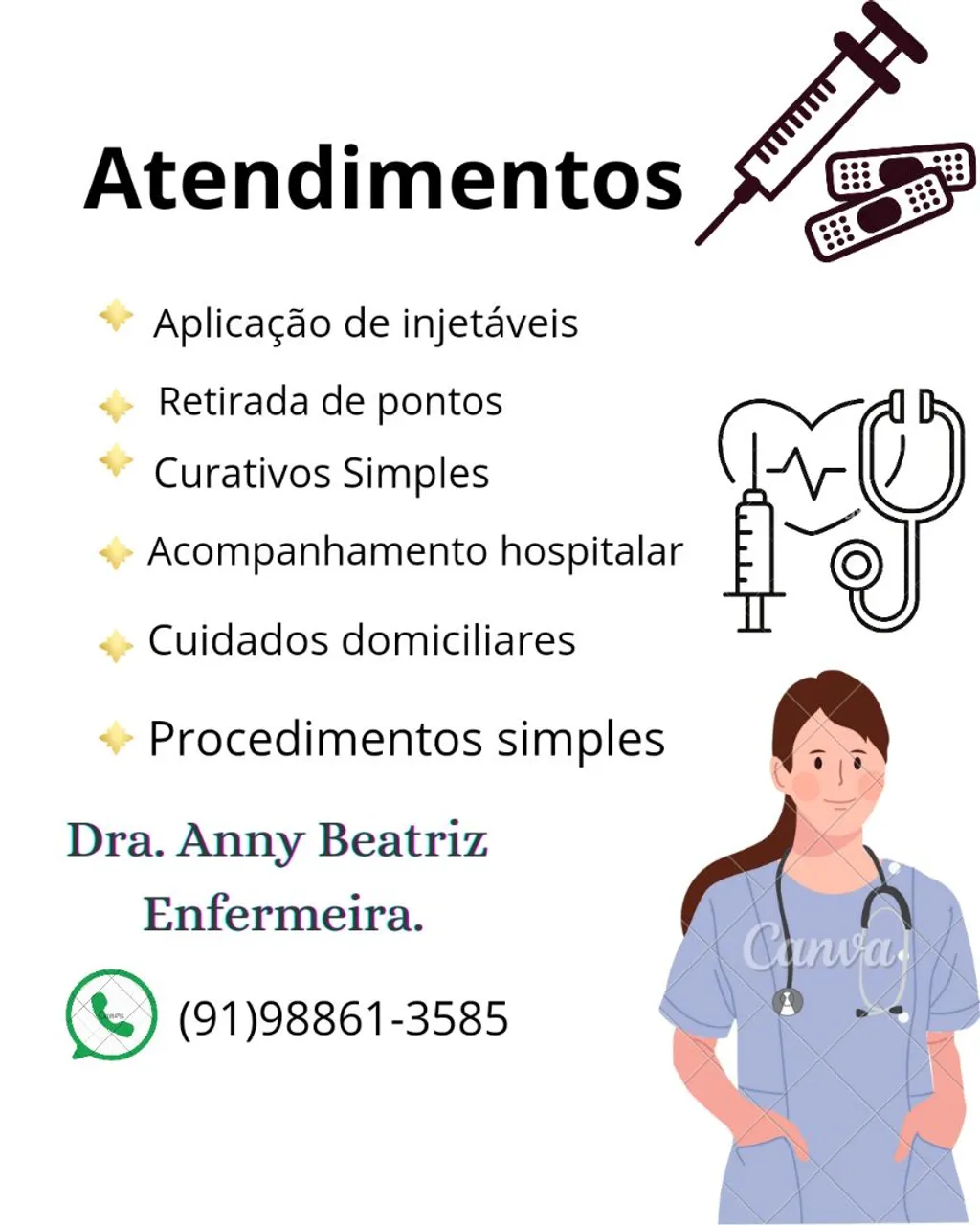Enfermeira em busca de trabalho.