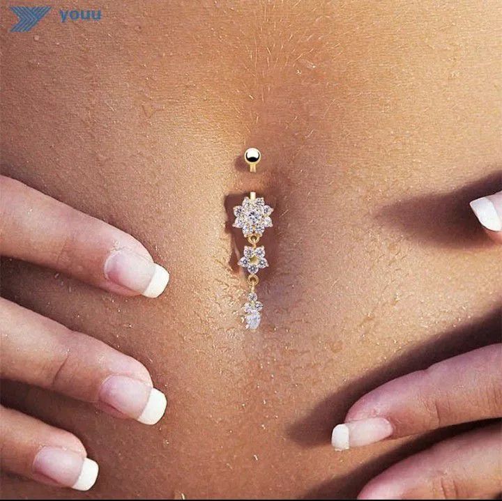 Piercing de umbigo com Flor de Cristal - Foto 3