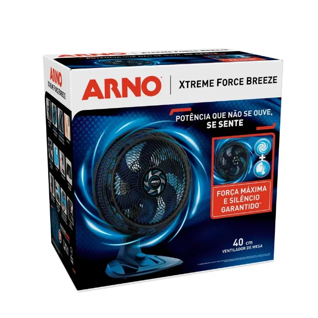 Ventilador Arno 40cm 220V Preto e Azul XtremeForçe 220Volts Novo na cx c/ Garantia.
