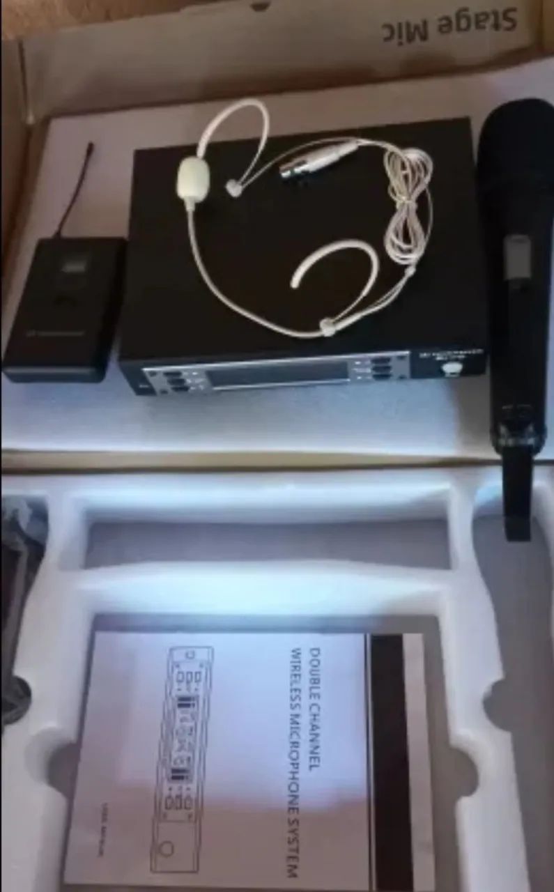 Microfone sem fio canal duplo - Bastao e Headset  - Foto 4