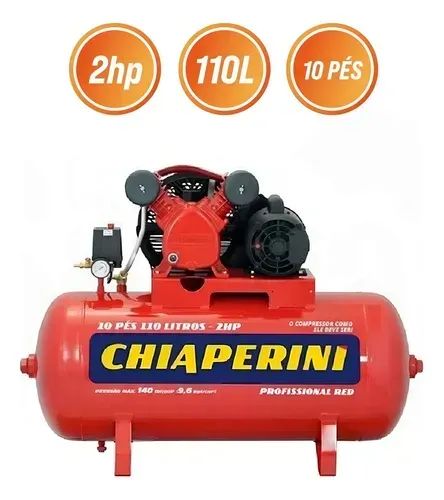 Compressor de ar média pressão 10 pcm 110 litros - Chiaperini 10/110 RED - Foto 2