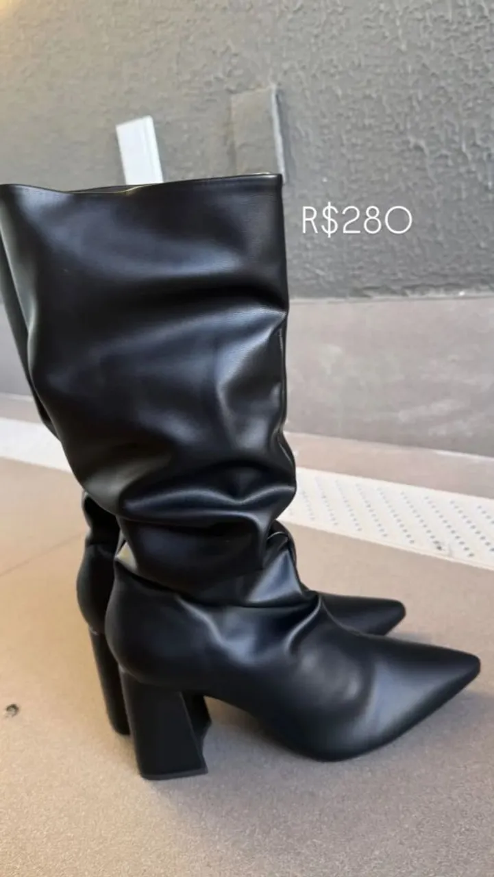 Bota Cano Alto Preta