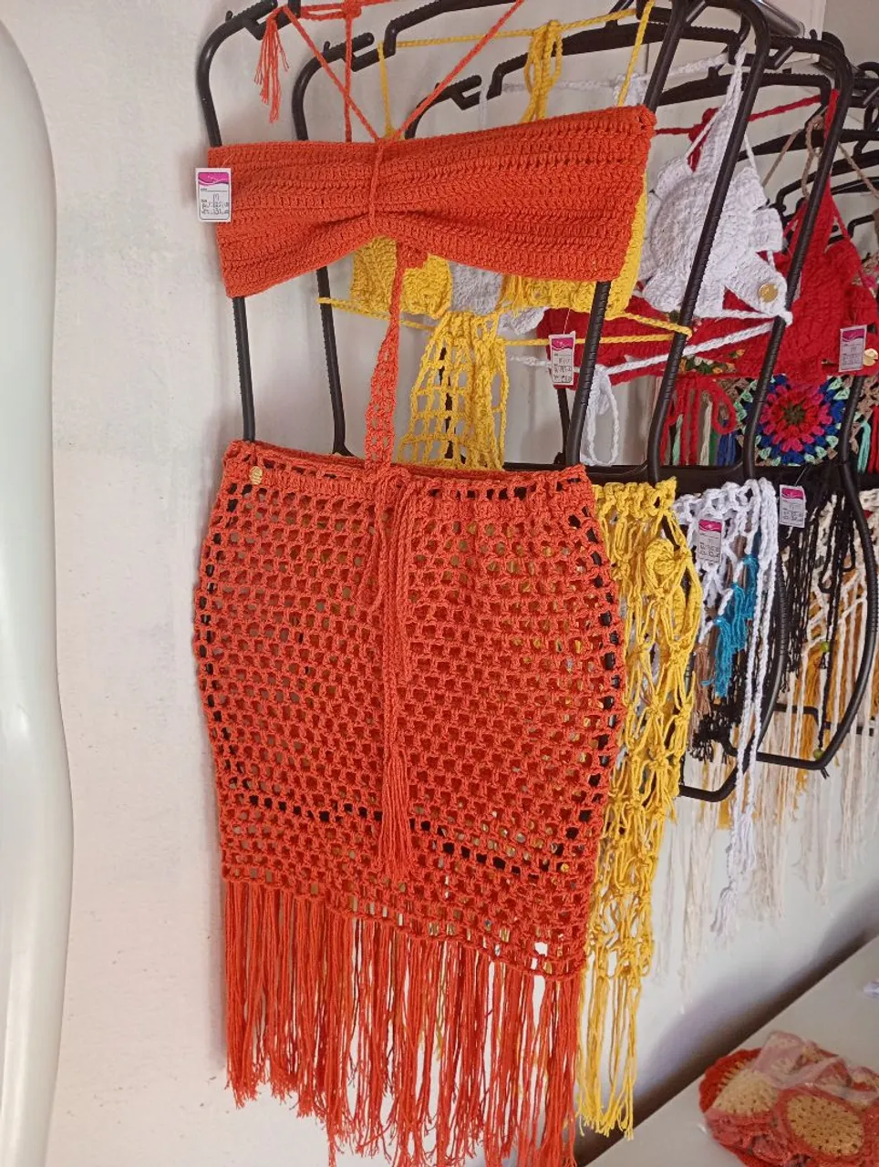 Conjunto Crochê Laranja - Saia e Top