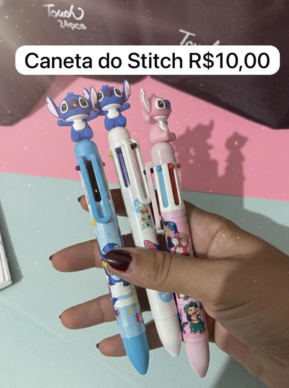 Papelaria (coisas) canetas, lilo e stitch, Bobbie goosds canetinha e borracha pastel neon - Foto 3
