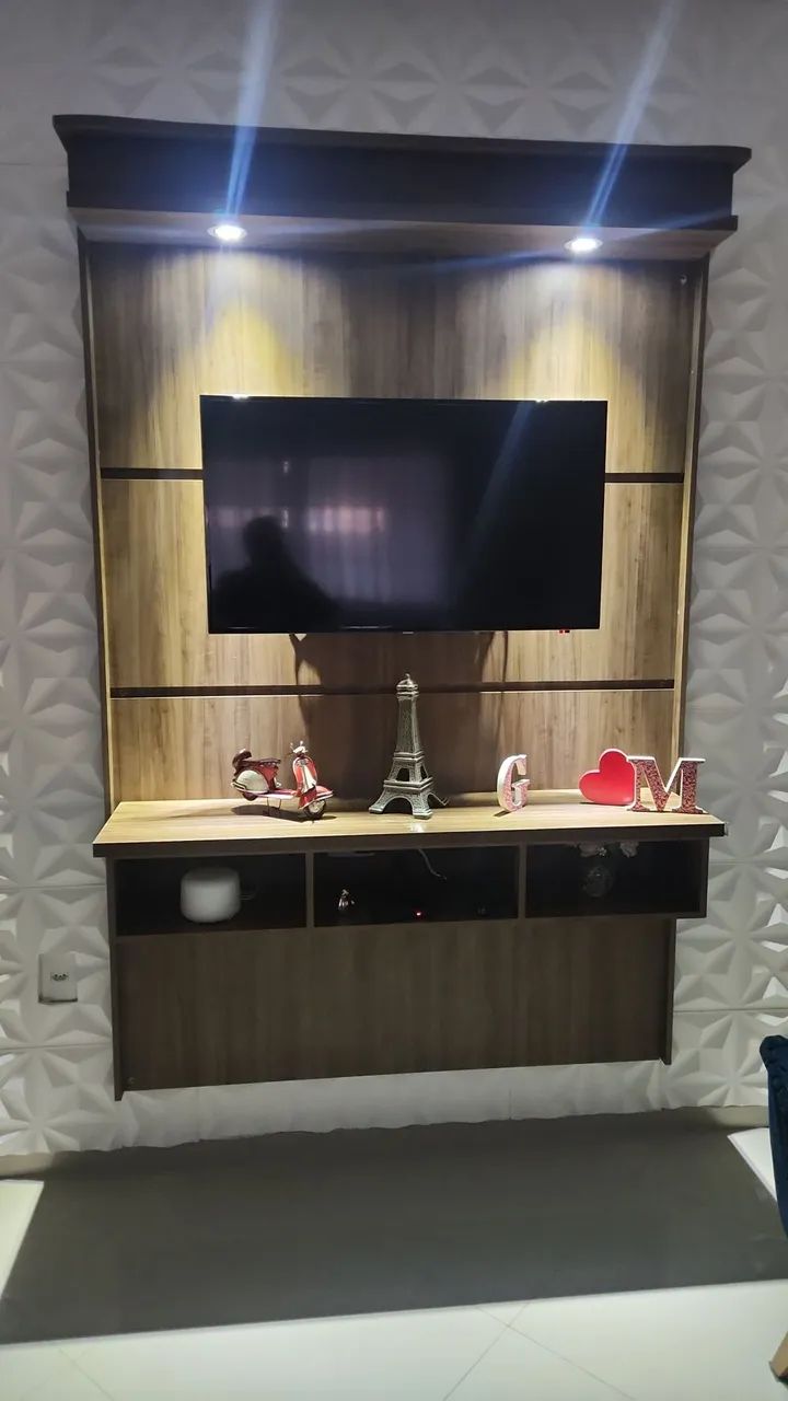 Painel para TV com Rack Amadeirado - Foto 4