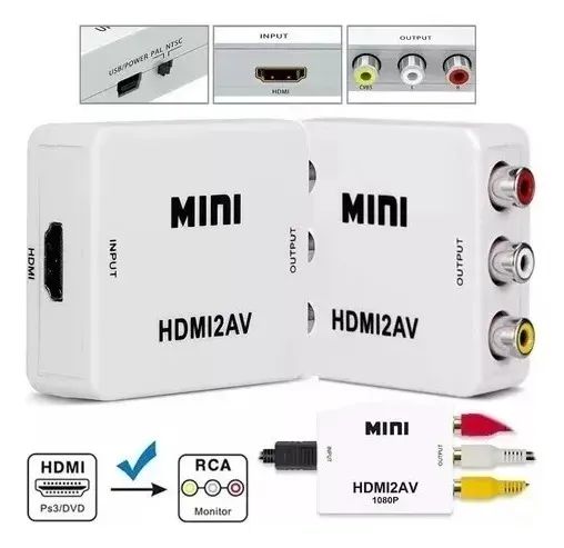 Mini Adaptador Conversor Hdmi X Av Rca Hdmi2av 1080p - Armarinho Ditudo - Foto 2