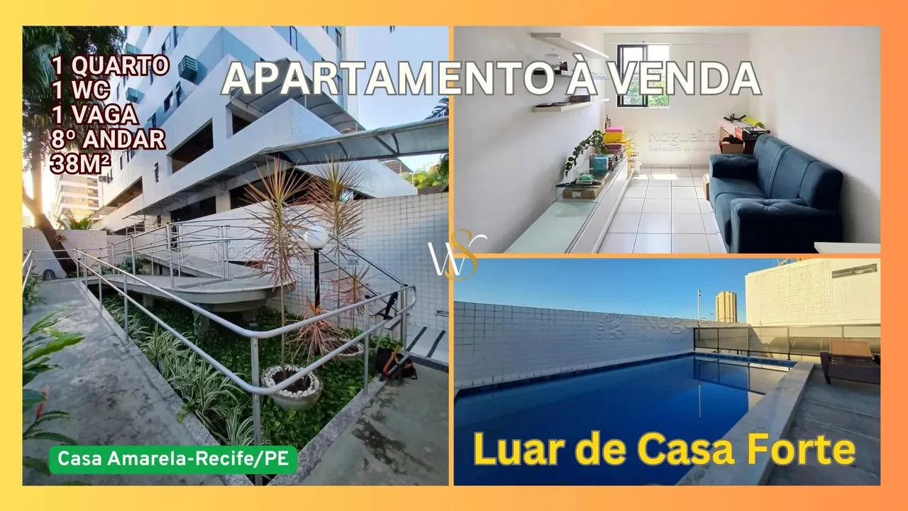 Apartamento à venda no Luar de Casa Forte em Casa Amarela-Recife/PE 1 quarto 1 wc 1 vaga 3