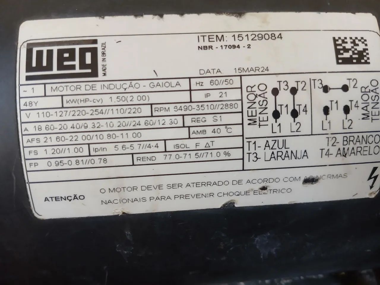 Vendo 01 bomba d'água FAMAC seminova  de 2cv de potência,  bifase. - Foto 5