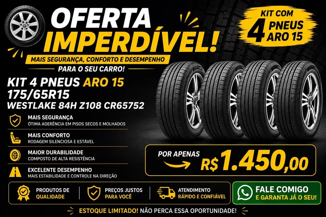KIT COM 4 PNEUS ARO 15
