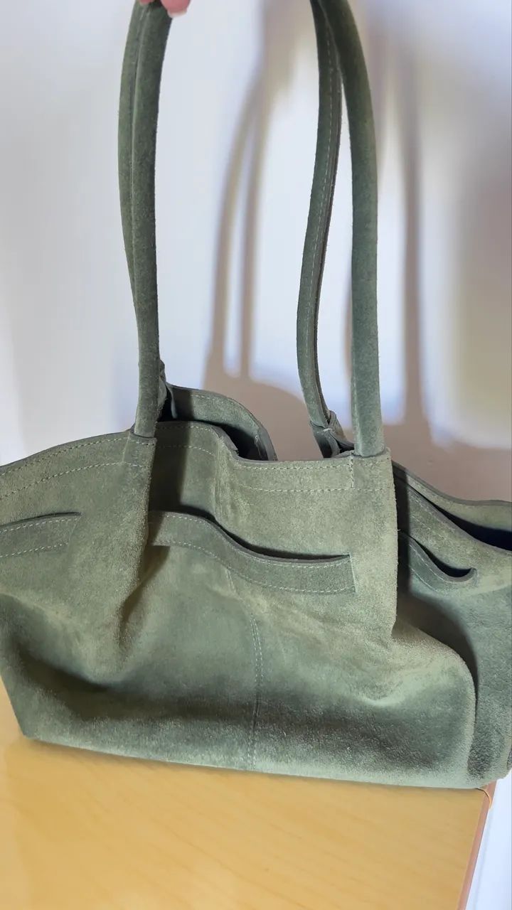 Compre 1 leve 2 - Bolsa 100% couro camurça verde  - Foto 2