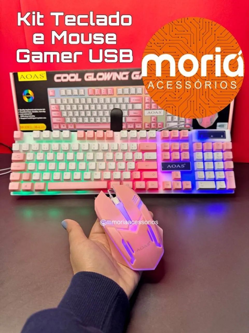 Kit Teclado e Mouse Rgb AOAS - Foto 2