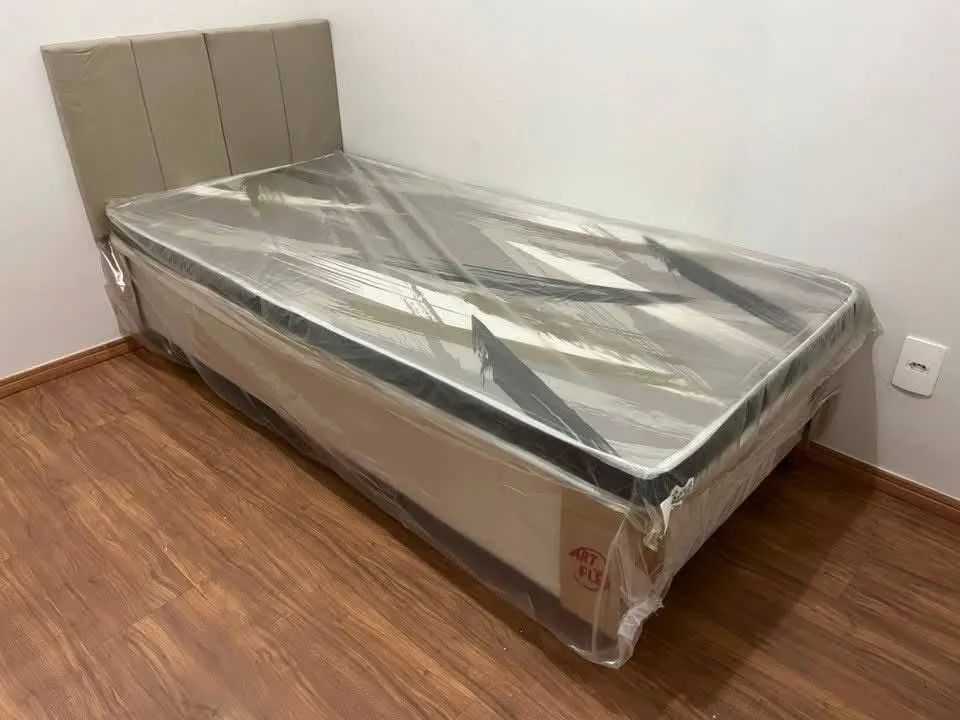 CAMA SOLTEIRO COMPLETA BASE COLCHÃO E CABECEIRA DE BRINDE  - Foto 2
