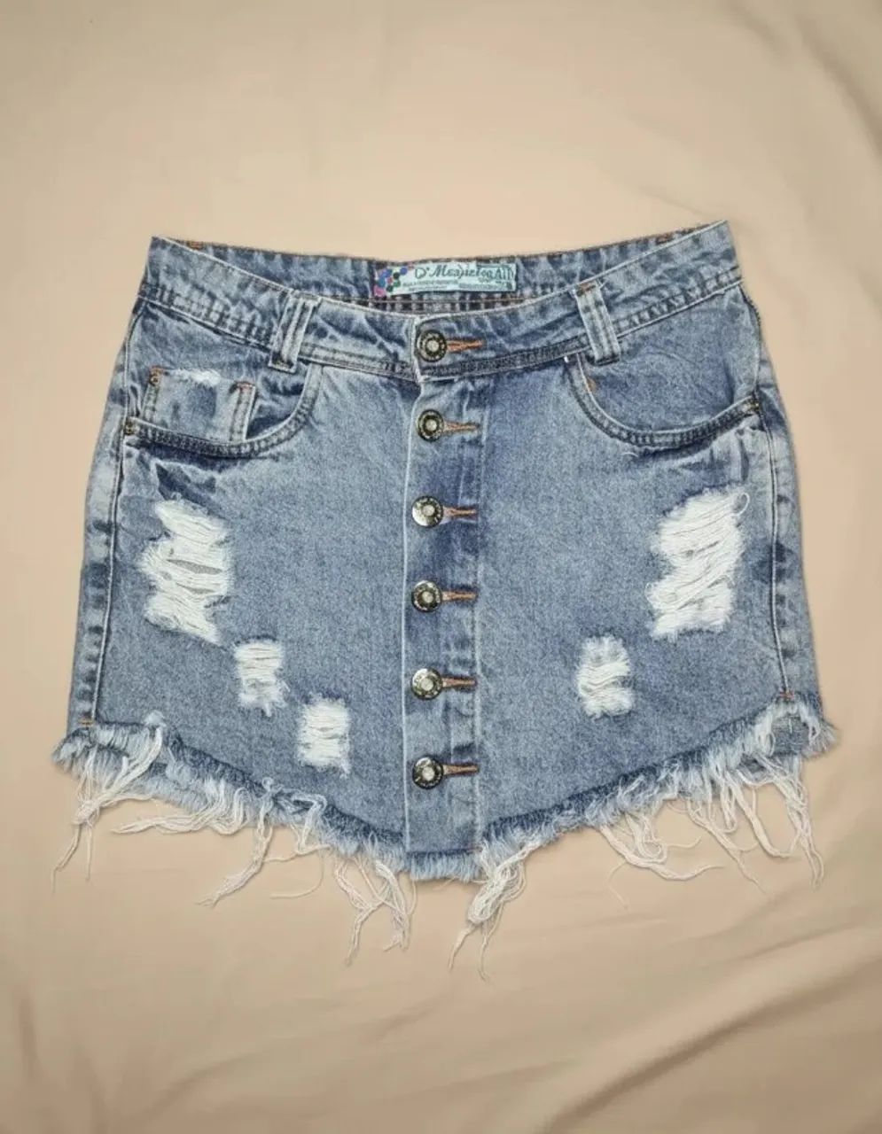 saia jeans destroyed com botões frontais - Foto 3