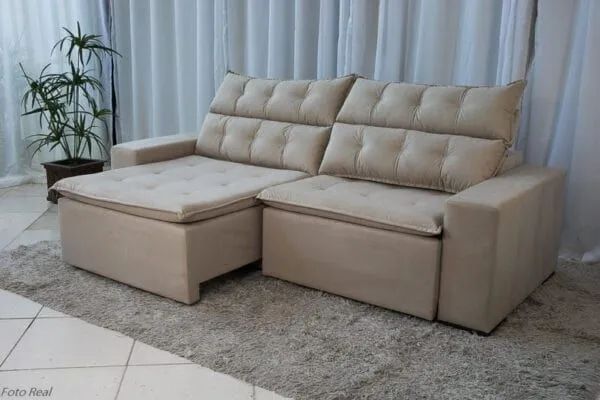 Sofá retrátil e reclinável 2,30m com Molas bonnel - Foto 3