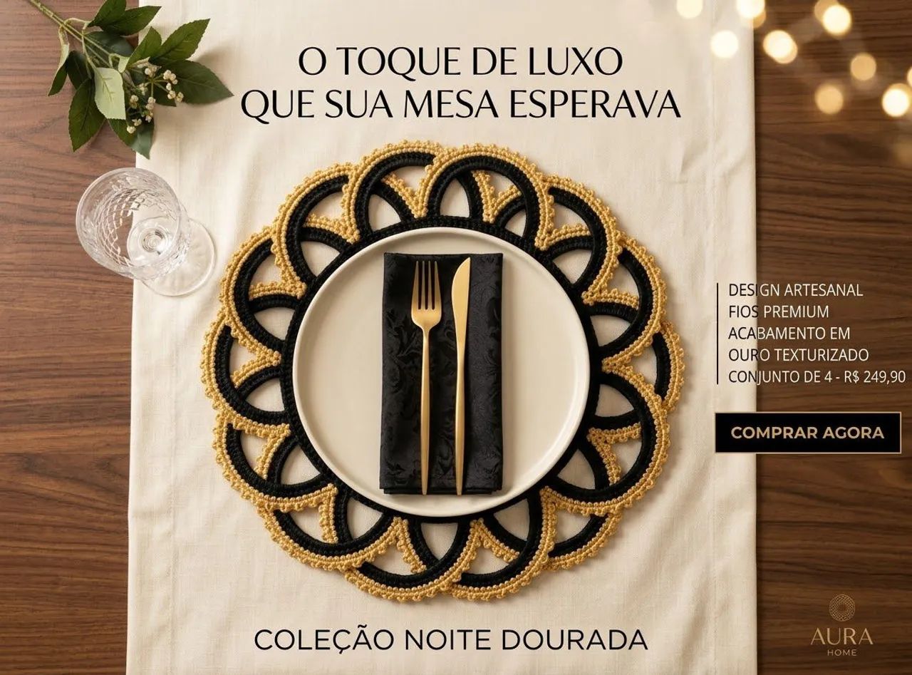 Mesa posta em croche