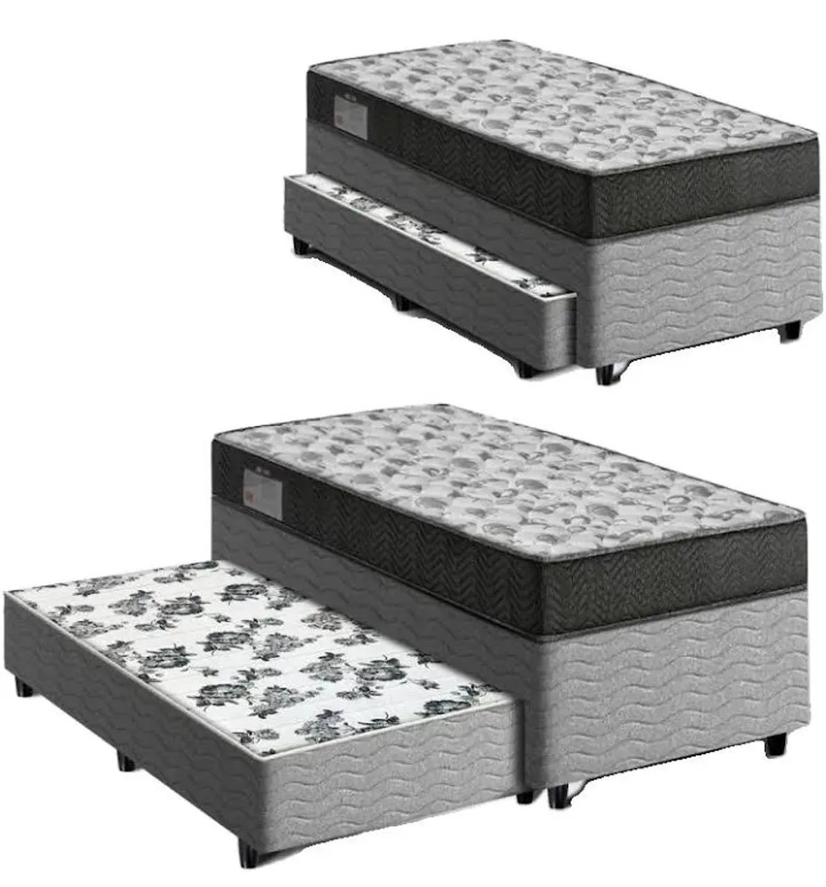 Cama box solteiro com auxiliar e colchão 