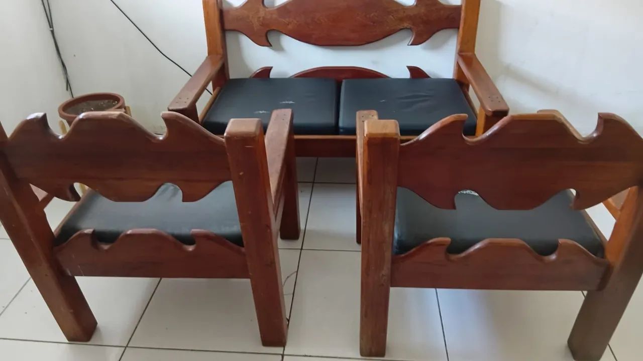 Conjunto de sofá de madeira maciça móveis Gravatá  - Foto 2
