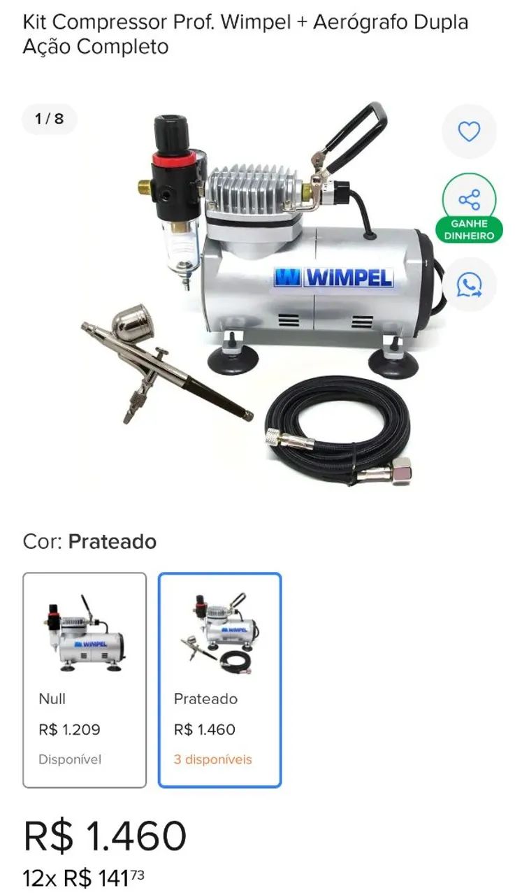 Aerógrafo profissional Wimpel com compressor - Foto 4