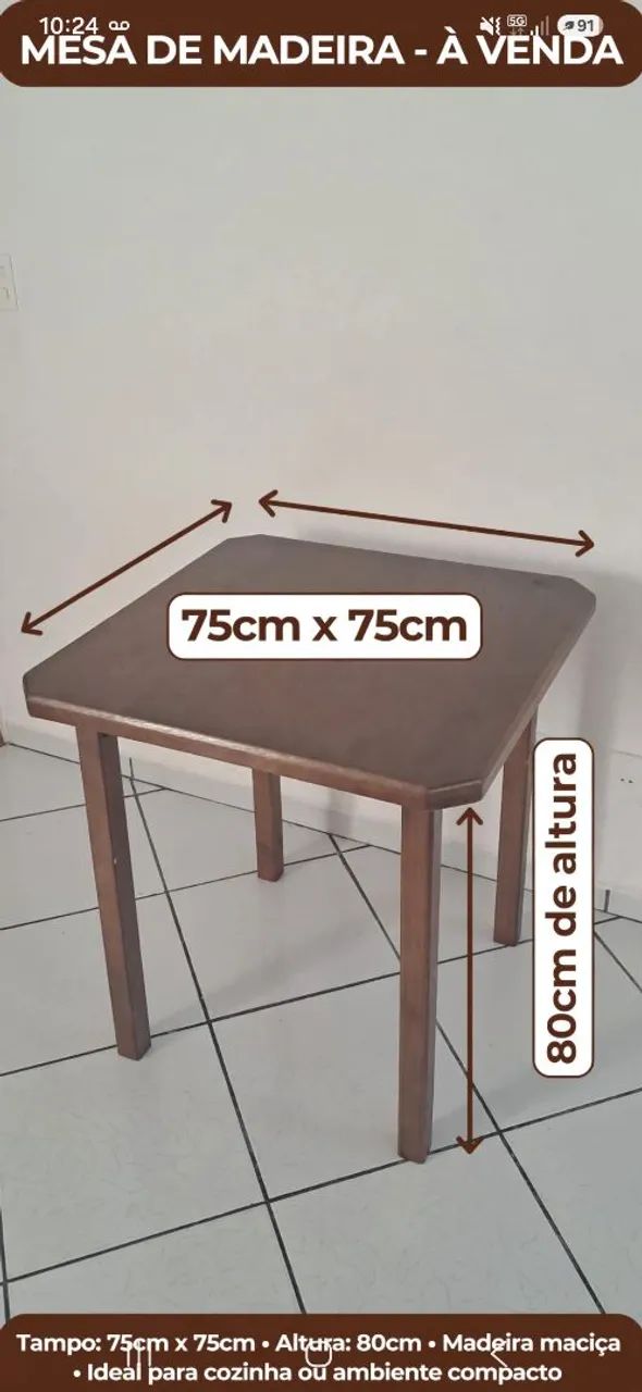 Mesa de madeira 4 lugares  - Foto 2