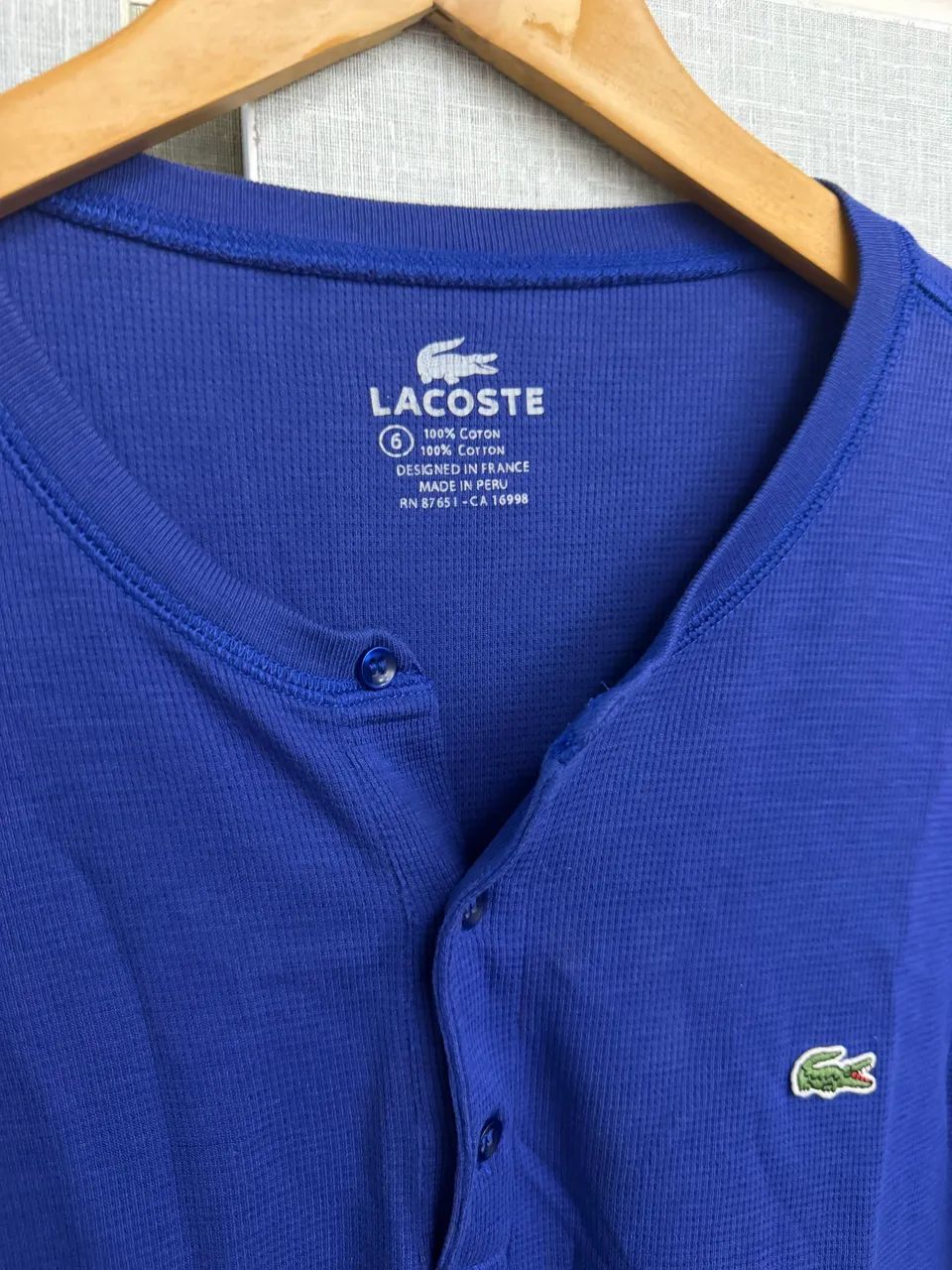 Manga longa Lacoste azul (G)  - Foto 2