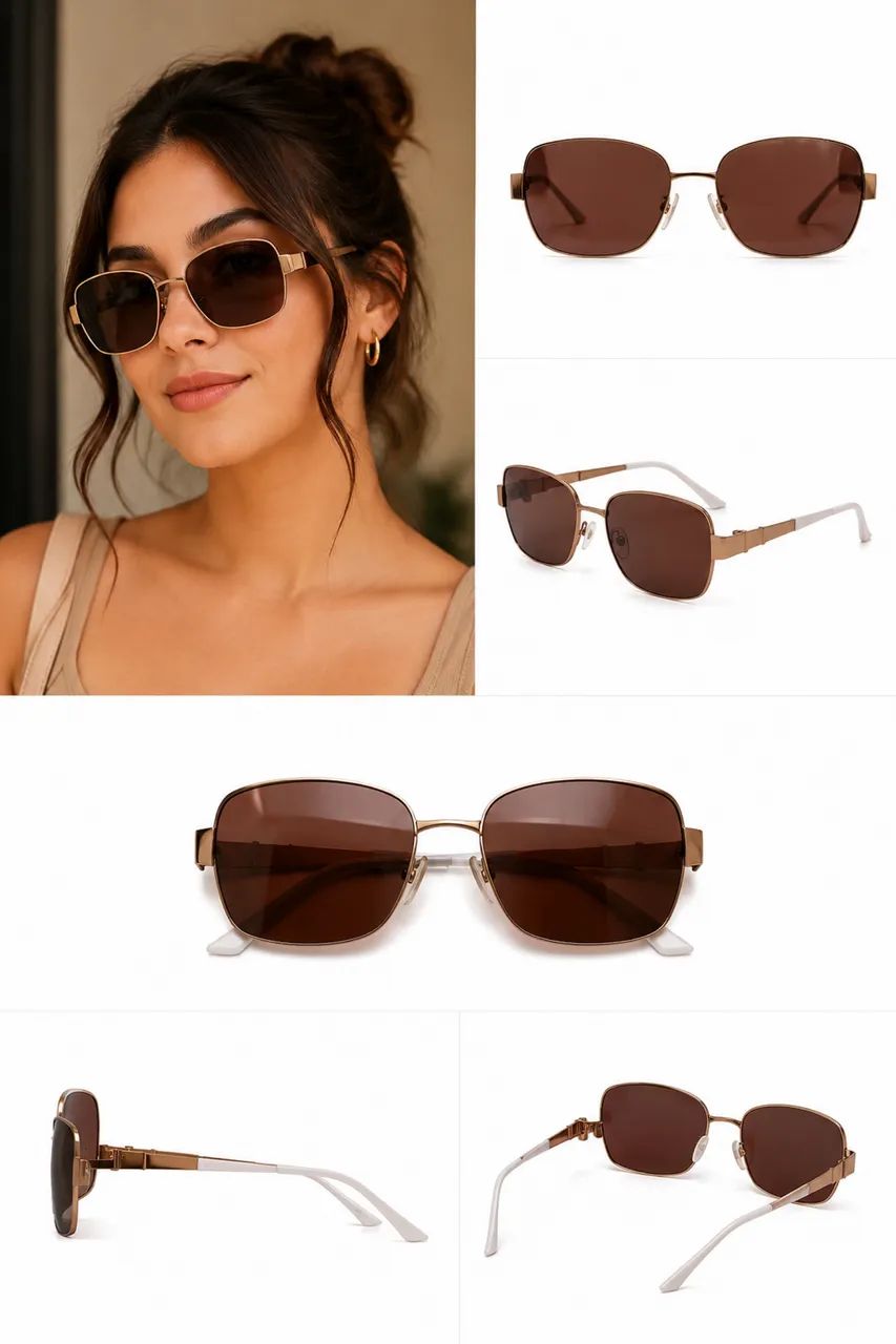 Óculos de sol Ana Hickmann eyewear marrom e dourando - Foto 2