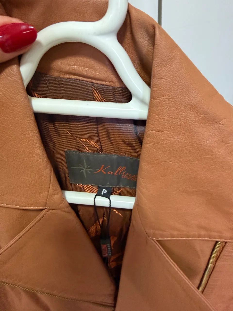 Jaqueta de couro Kaline Cor Caramelo