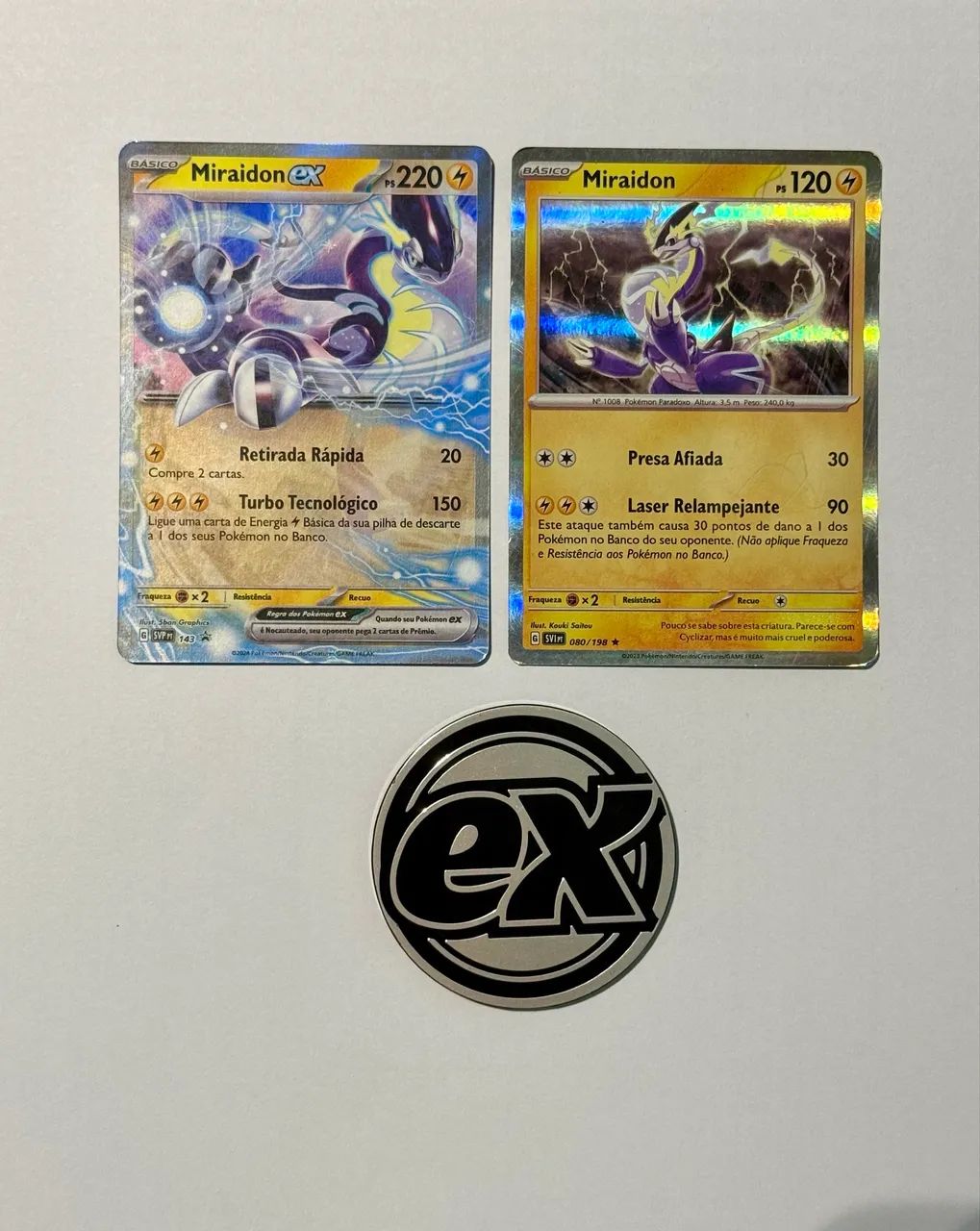 Cartas Pokémon MIRAIDON com moeda