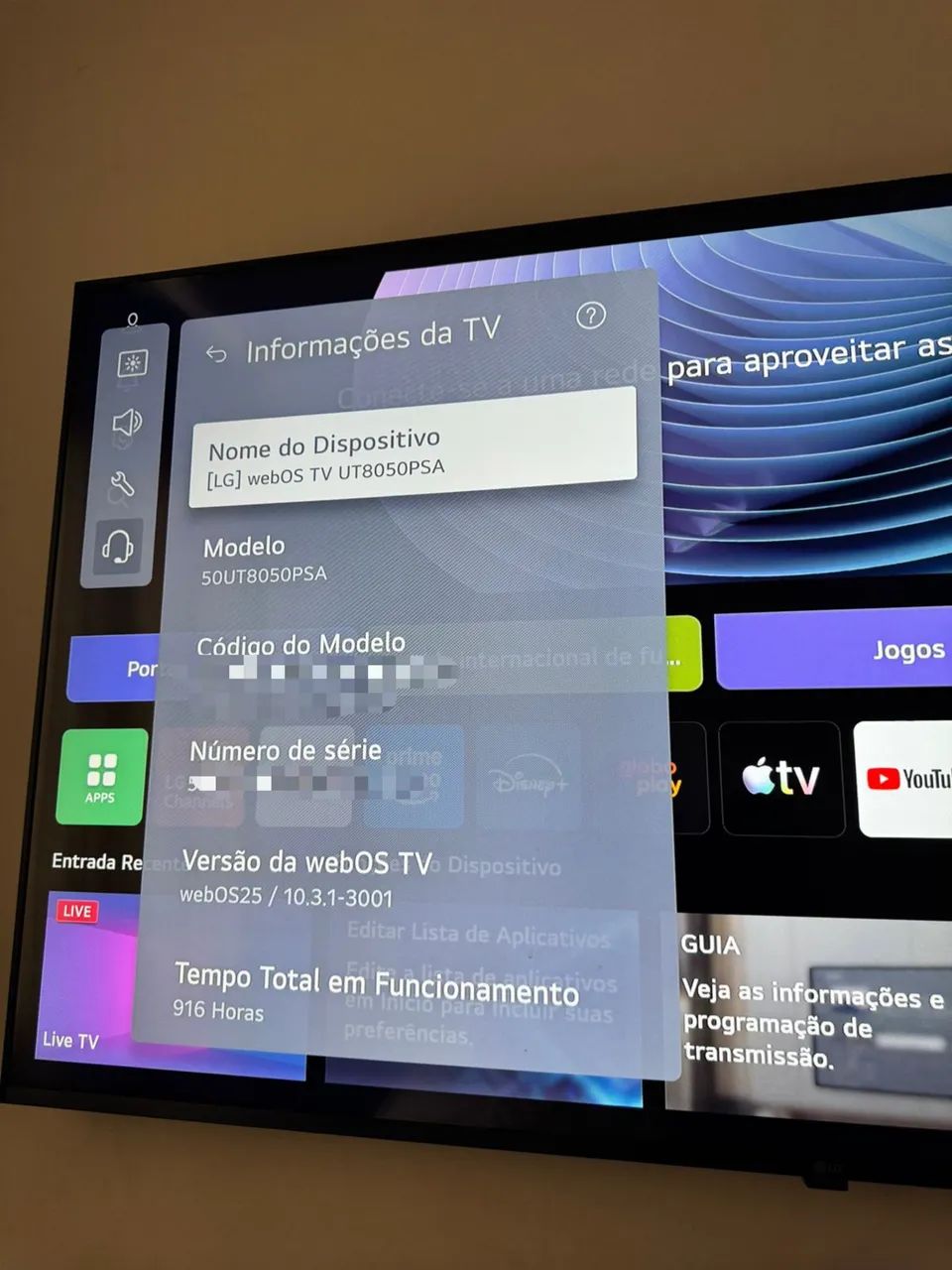 Smart TV LG 50 polegadas 4K Ultra HD modelo 50UT8050PSA - Foto 3