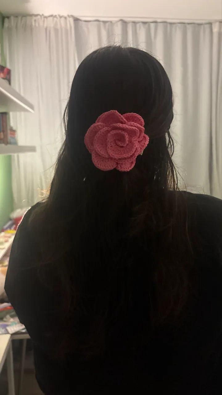 flor de cabelo de crochê - Foto 5