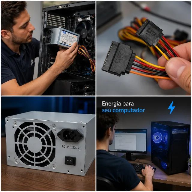 Fonte para PC ATX 200W Bivolt com SATA e Cabo Knup KP-517 - Foto 5