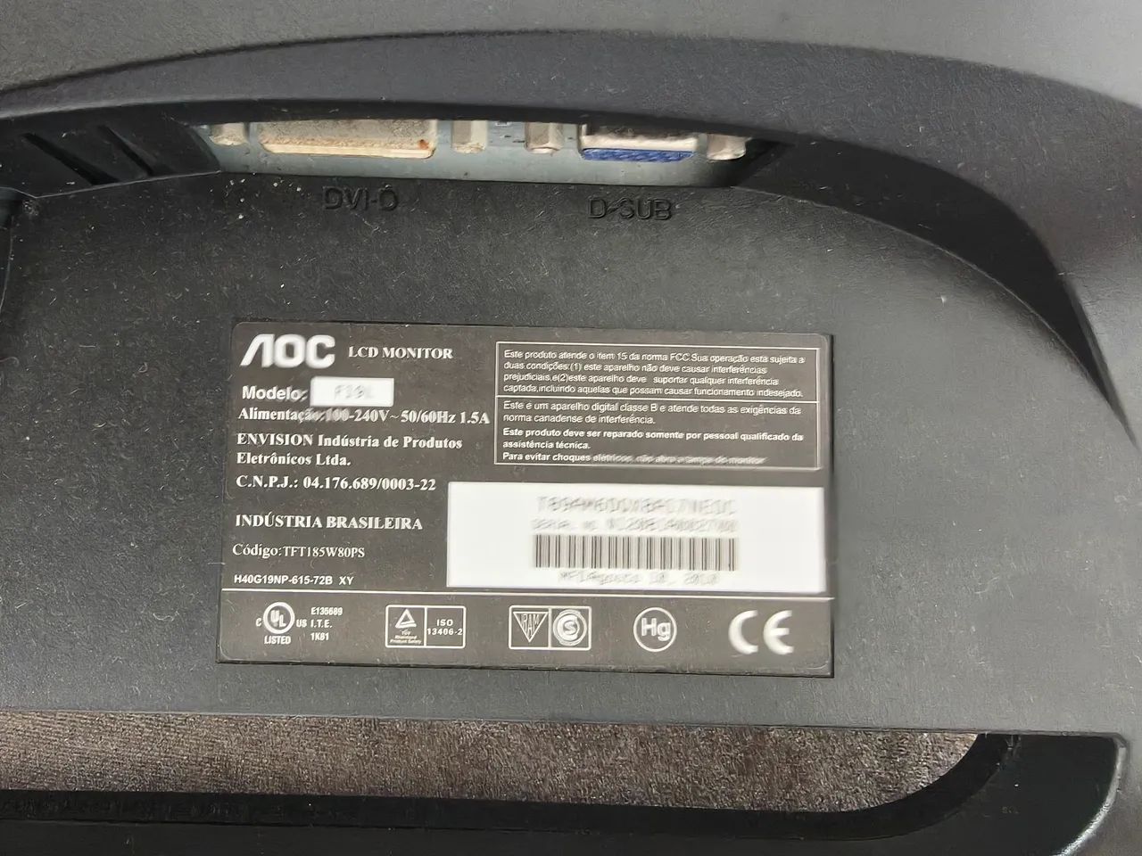 Monitor AOC F19L 18. 5 polegadas LCD - Foto 5