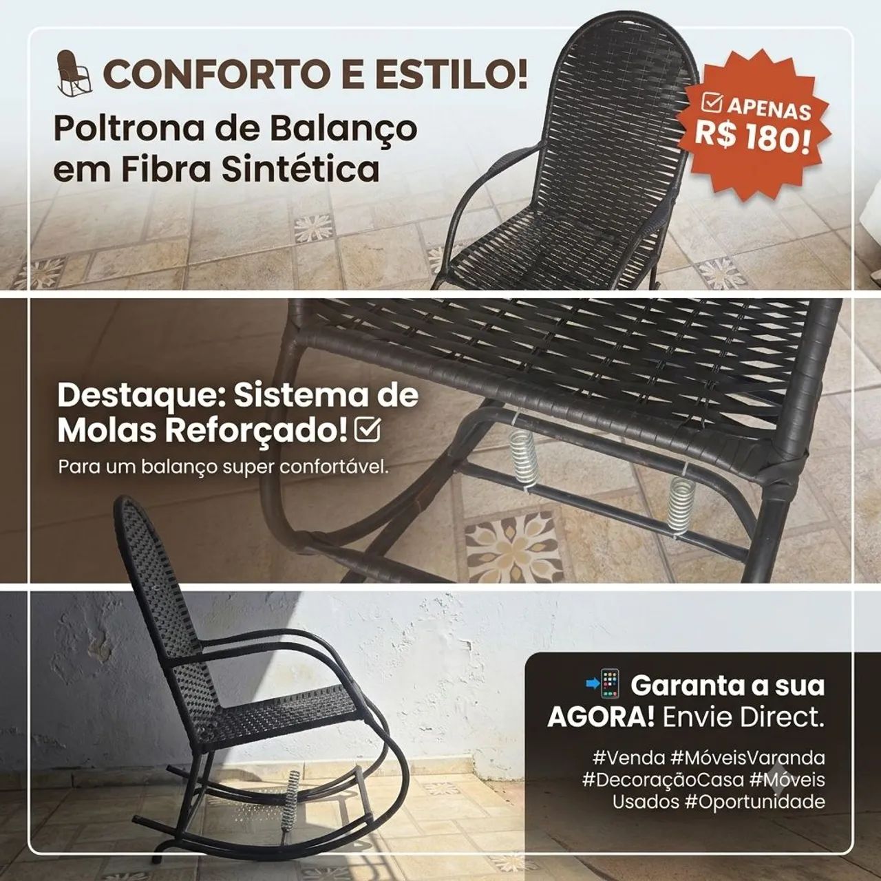 Poltrona de fibra sintética com molas 