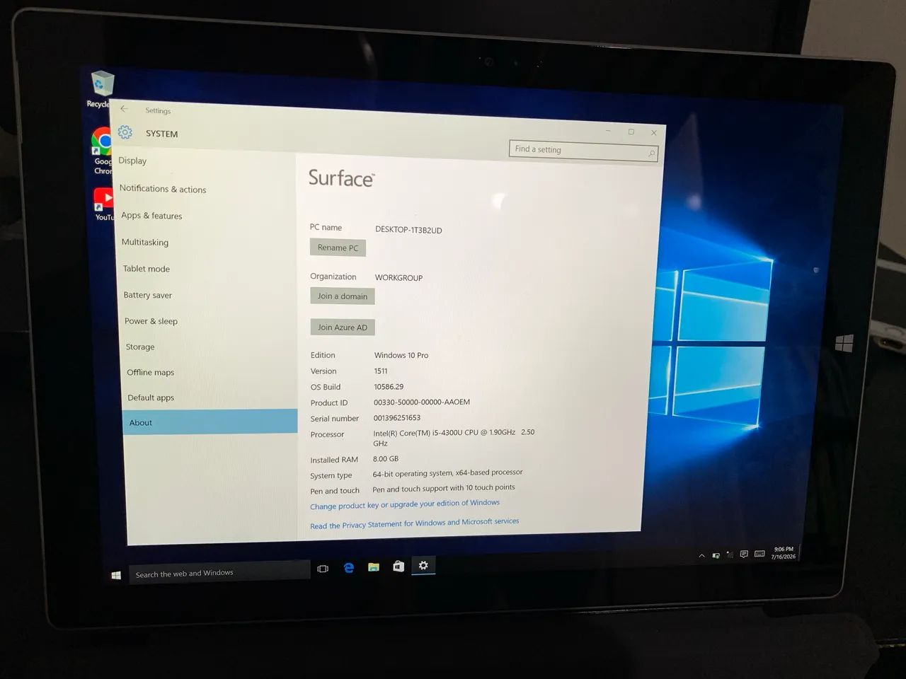 Microsoft Tablet Surface Pro 8 I5 256gb 8gb Ram (Usado) - Tablets