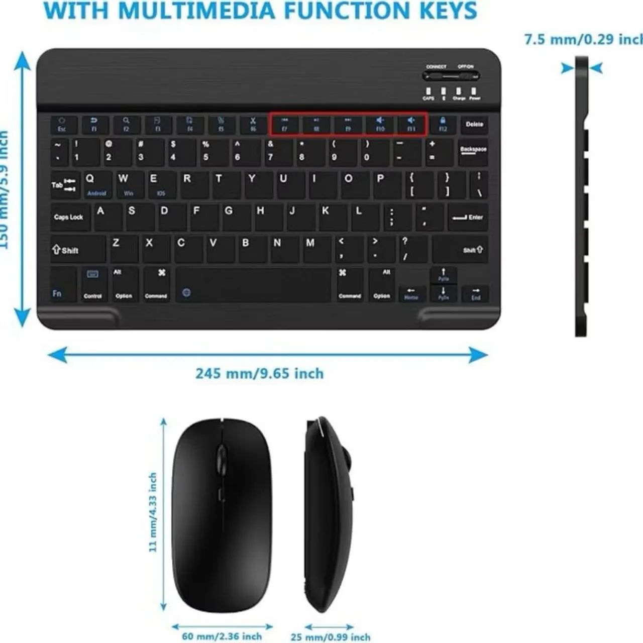 Teclado e mouse via Bluetooth kit sem fio - Foto 3