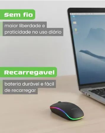Mouse Wireless Bluetooth Rgb Ergonômico Para Notebook Led - Foto 2