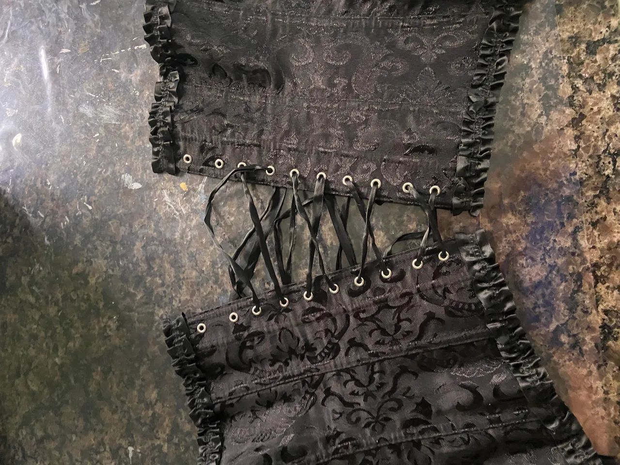 Corset zíper e amarração preto