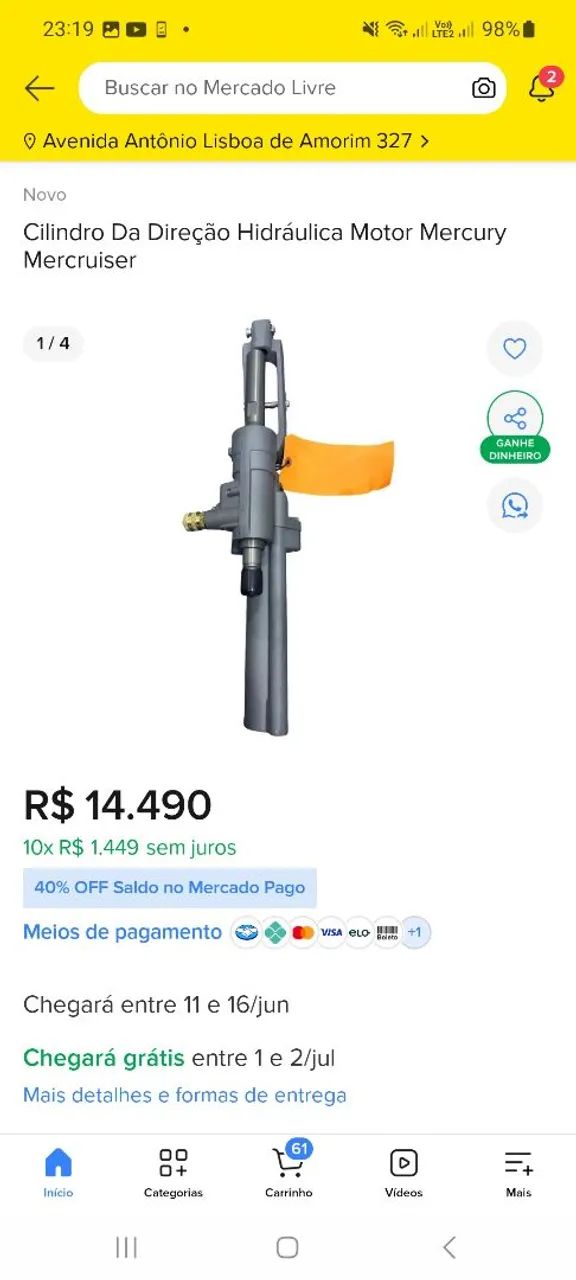 Caixa de direção para lancha motor mercury  - Foto 5
