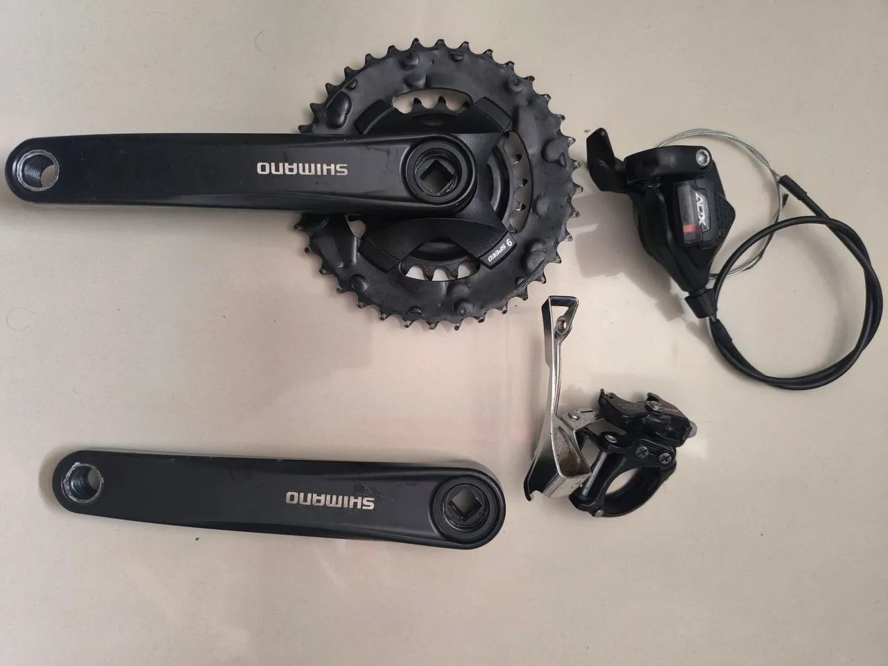Kit pedivela Shimano, câmbio diant.audax + Passador Audax +