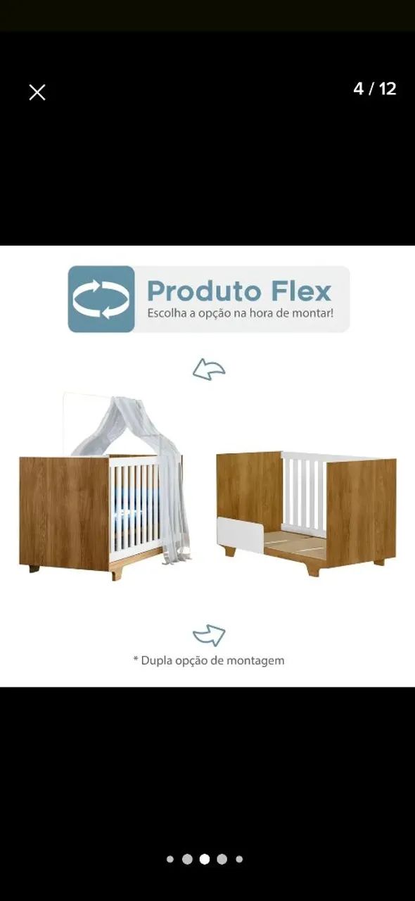 Quarto De Bebê Completo 100% Mdf Com Cômoda Berço e Guarda Roupas - Foto 4