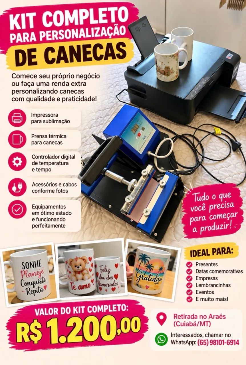 Kit produção caneca personalizada