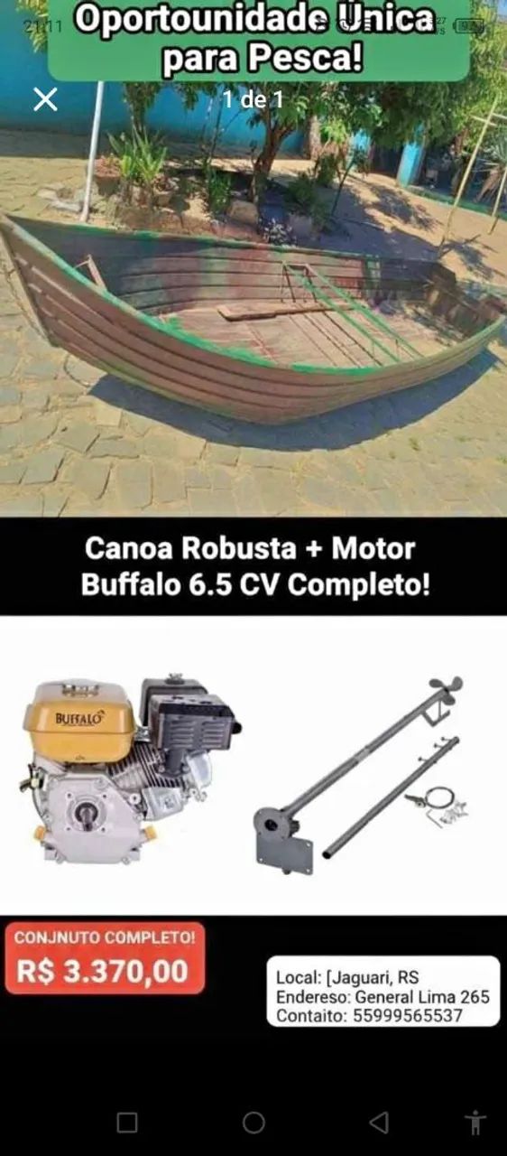 Canoa Robusta Motor Buffalo 6.5 CV