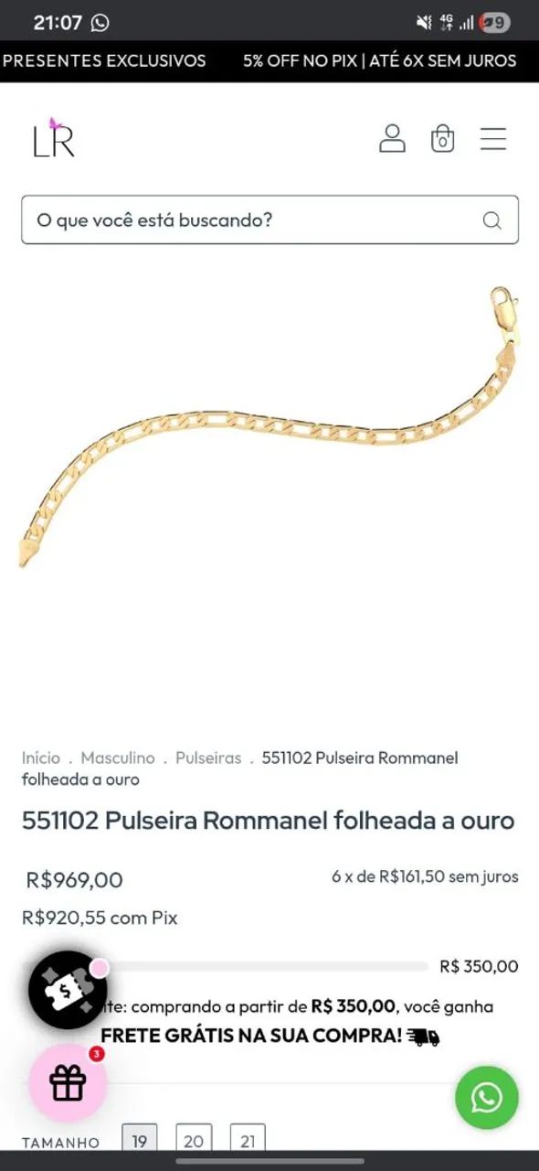 Vendo Pulseira Rommanel folhada a Ouro - Foto 2