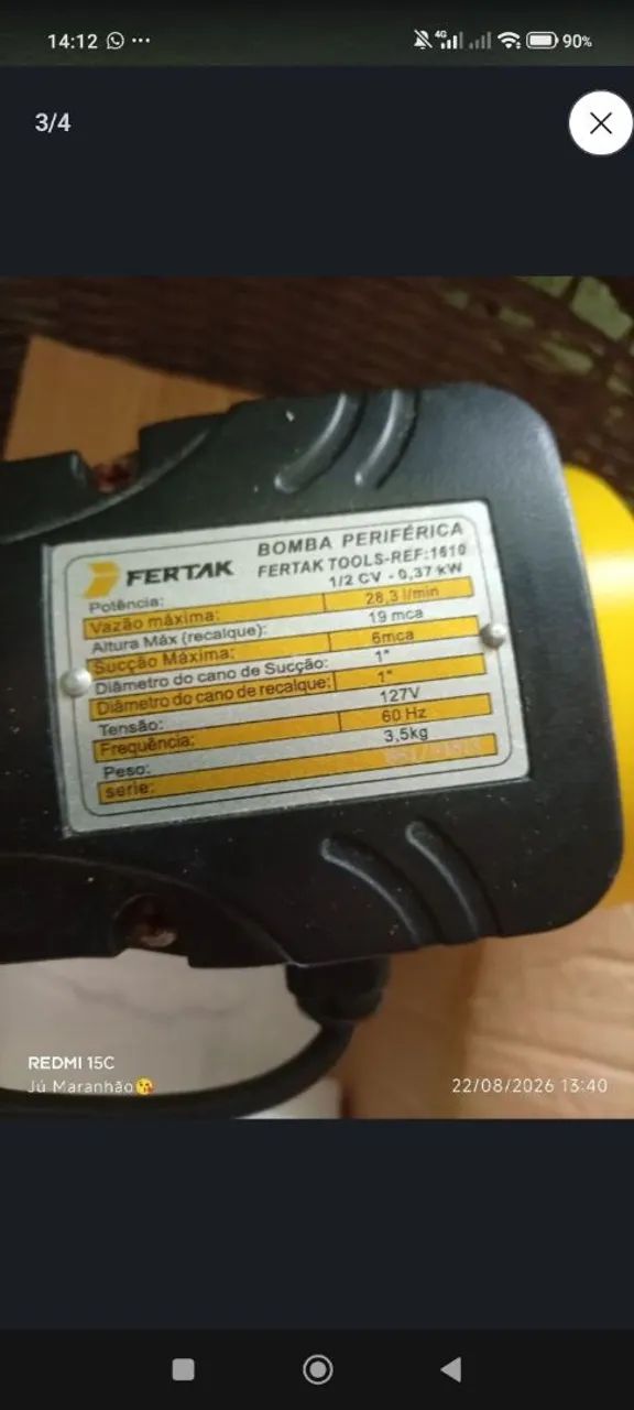 VENDO BOMBA PERIFÉRICA 1/2CV - Foto 3
