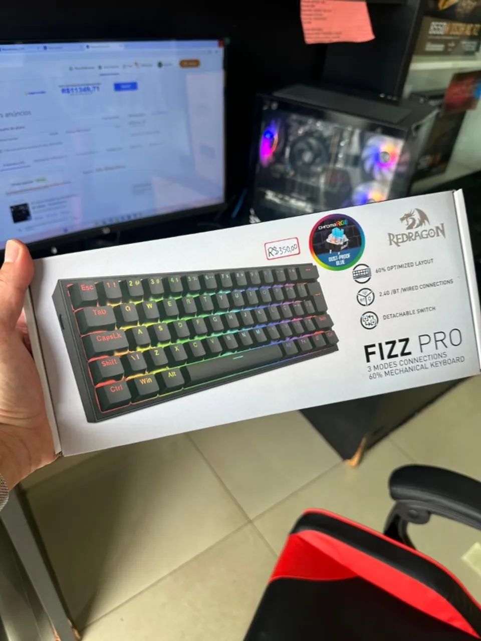 Teclado Mecânico Redragon Fizz Pro Sem Fio 60% - WIKI 