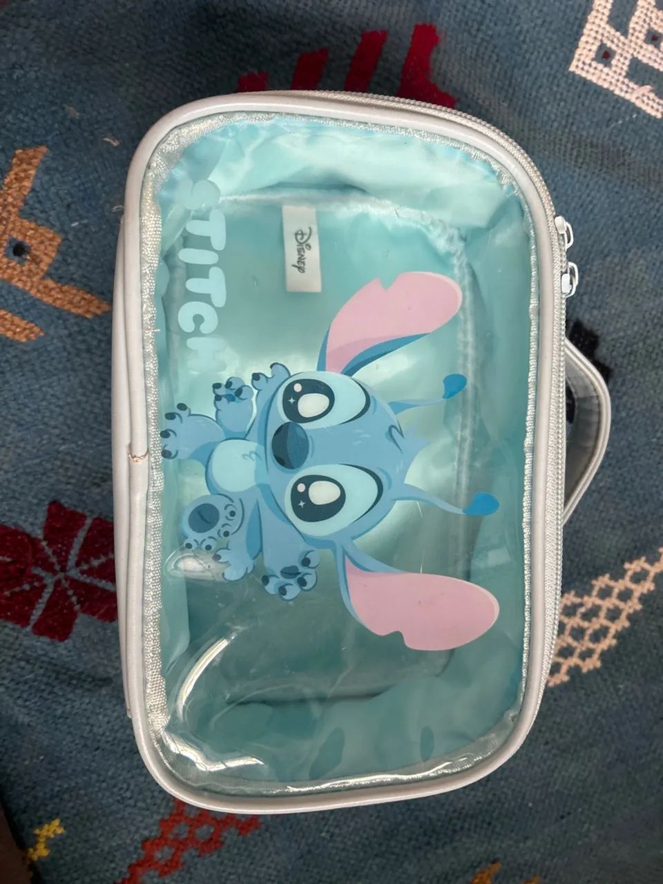 Necessaire Stitch Disney Transparente Azul